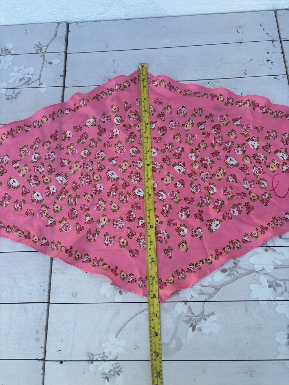 Coach Pink Floral Square Silk Scarf - Picture 4 of 4